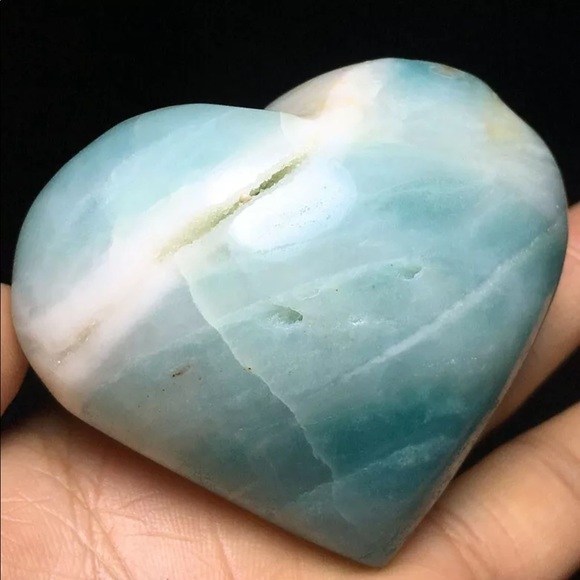 Earth Art hand crafted artisan Jewelry - Carribean calcite blue aragonite Gemstone hearts